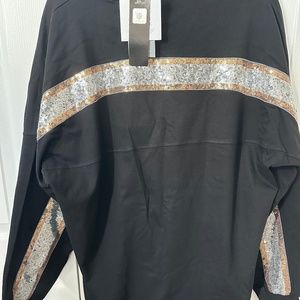 JACKSONVILLE JAGUARS GAMEDAY GLITZ LONG SLEEVE TEE WITH SEQUIN TRIM BACK AND SLE